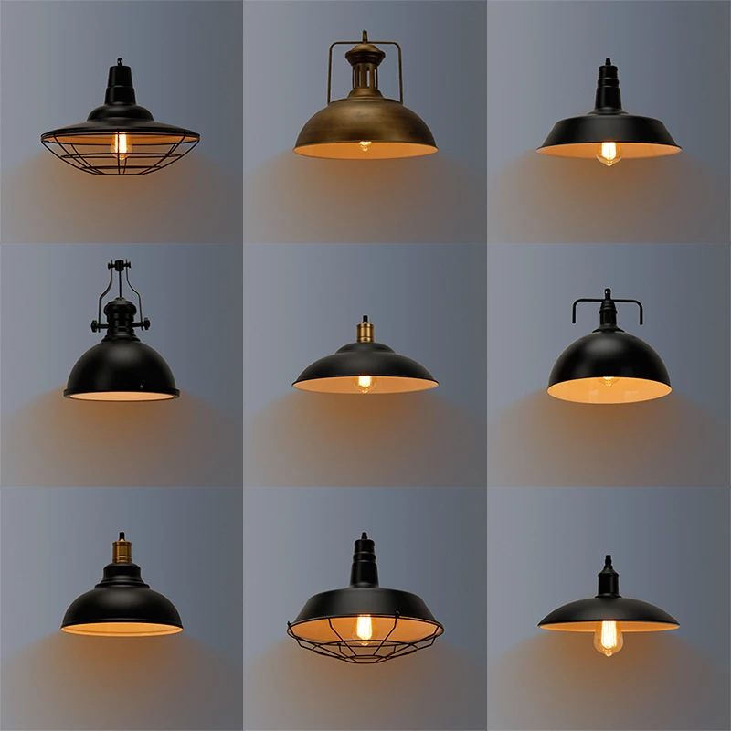 Industry Cafe Bar vintage suspended lamp fixture  e27  black retro pendant light
