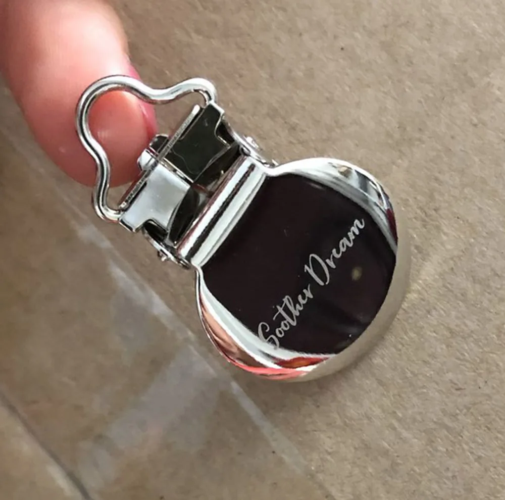 Заводская оптовая продажа, низкая цена, металлический зажим для пустышки из нержавеющей стали для ребенка с логотипом lasering