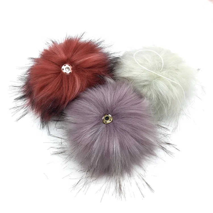 
Faux Fox Fur Fluffy Pompom Balls Removable Knitting with Press Button for Decorate Hats Shoes Bag Key Chain Charms Accessories 