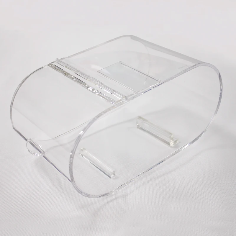 Custom sizes clear ellipse shape acrylic candy bins food cookie nuts containers display box with price tag slot wholesale