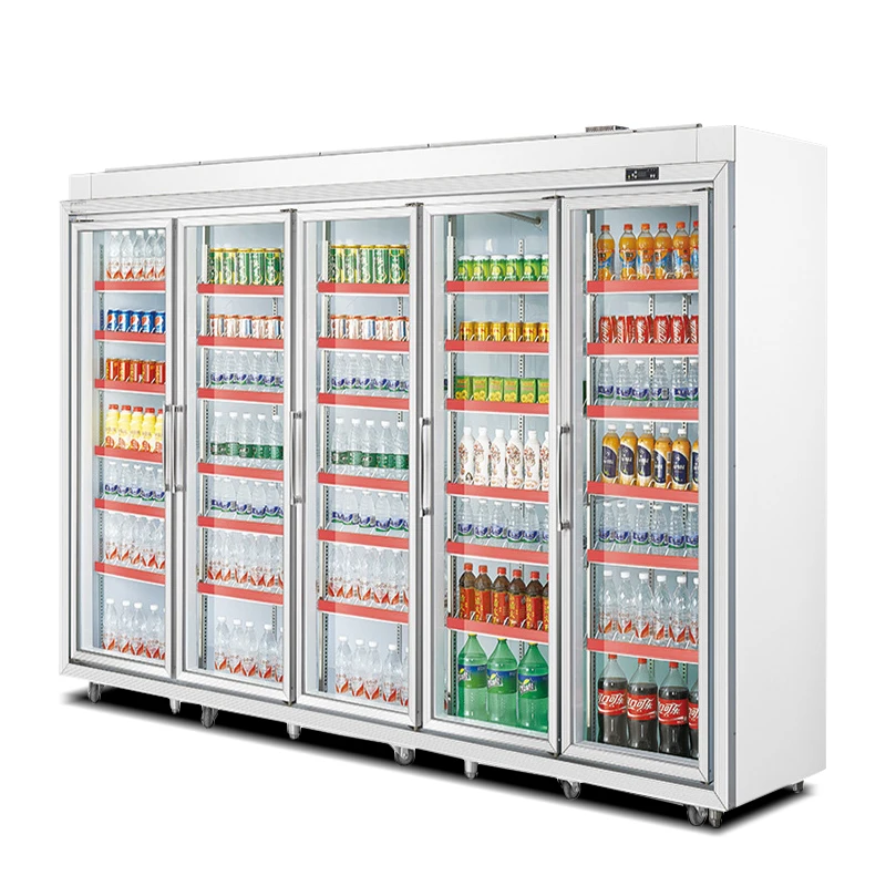 wholesale commercial 5-doors supermarket upright display fridge refrigerator freezers