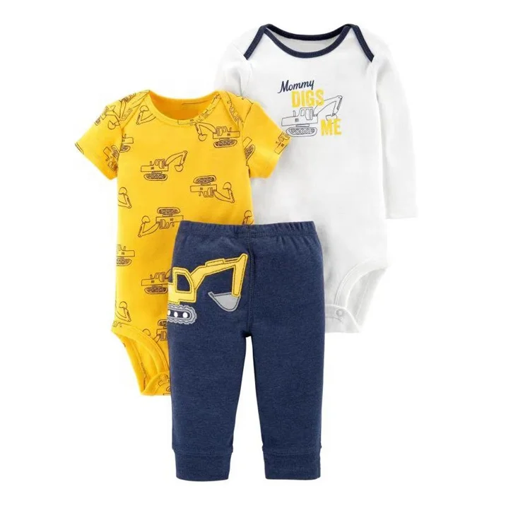 3 pcs Wholesale Price 100% Cotton Baby Clothes Set Newborn