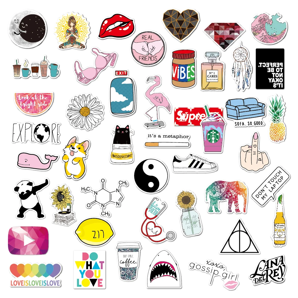 46P Cute VSCO girl stickers custom laptop sticker for Water Bottle Phone  Luggage Skateboard for Teens Girls