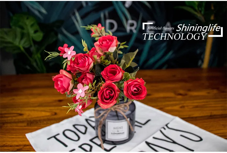 Shininglife Brand Beautiful lasting roses Cherry blossoms flowers artificial wedding