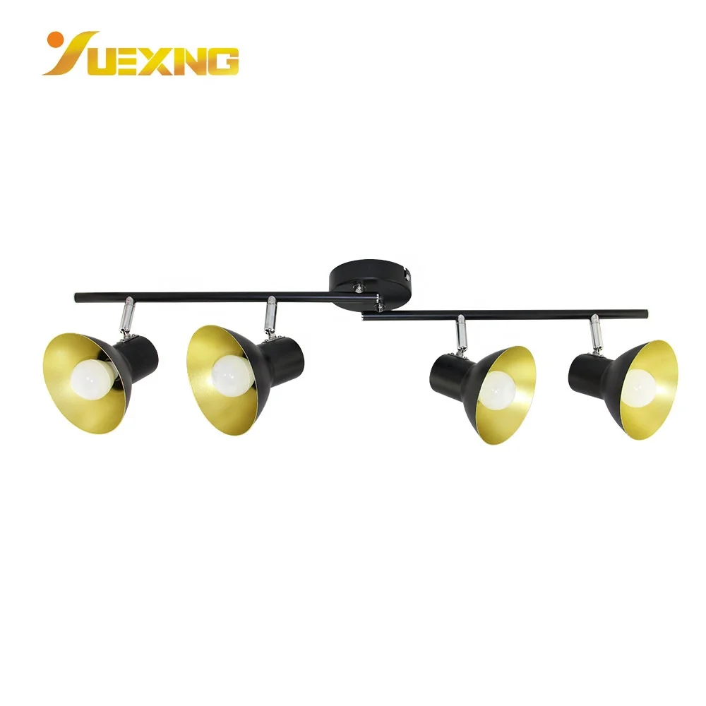 E14  4 Lights Black Decoration Led Linear Track  Spot Ceiling Light Shade Lamp
