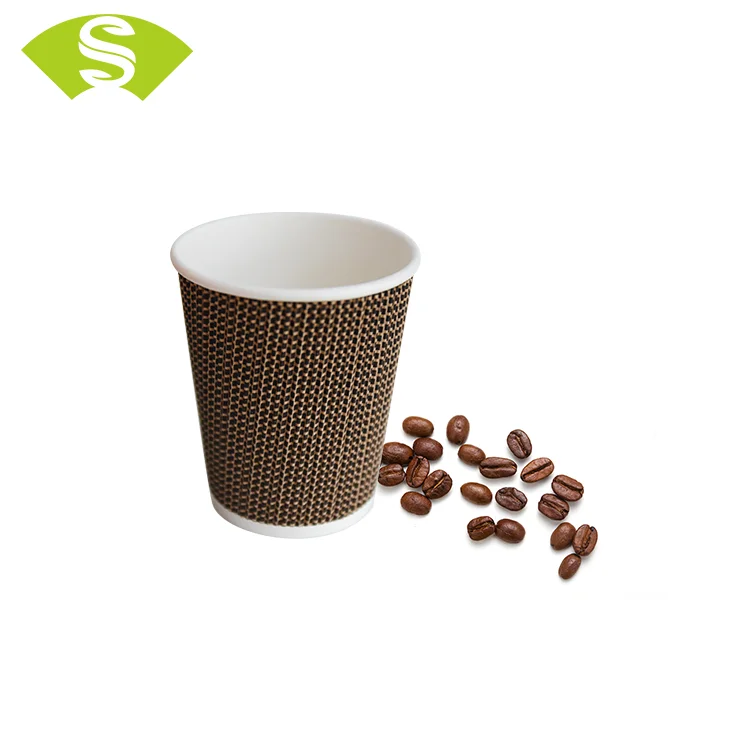
Heat proof lattice double wall coffee paper cup disposable 