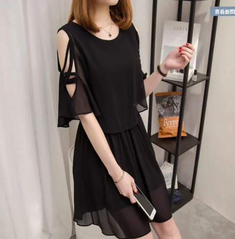 New fashion ladies chiffon dresses woman korea casual summer dress