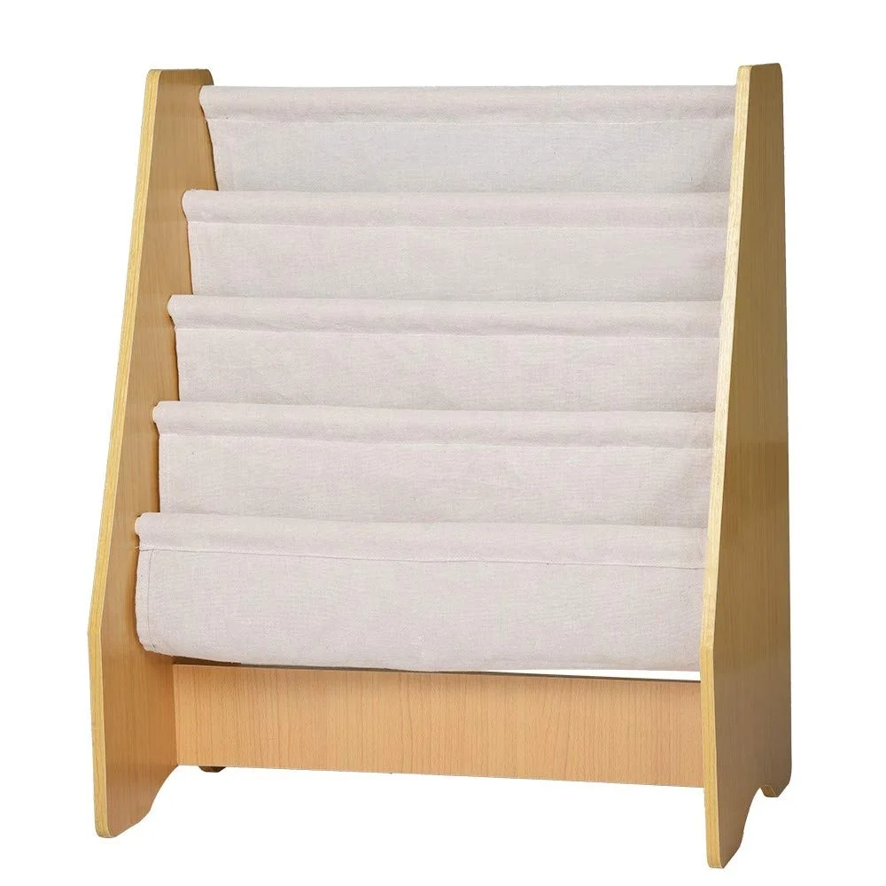 Eco Friendly Cloth Wooden Kid Children Storage Bookcase Bookshelf, 5 tier Wooden Book Shelf Organizer for Kids