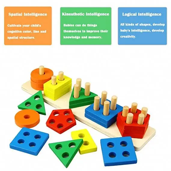 
Popular preschool children educational shape sorter game stacking geometry block toy 