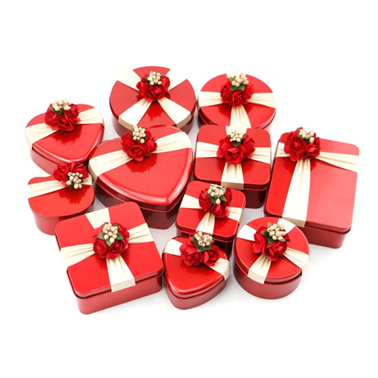 
Factory Supplier Round Heart Square Decorative Candy Metal Tin Box Packaging For Wedding Party 