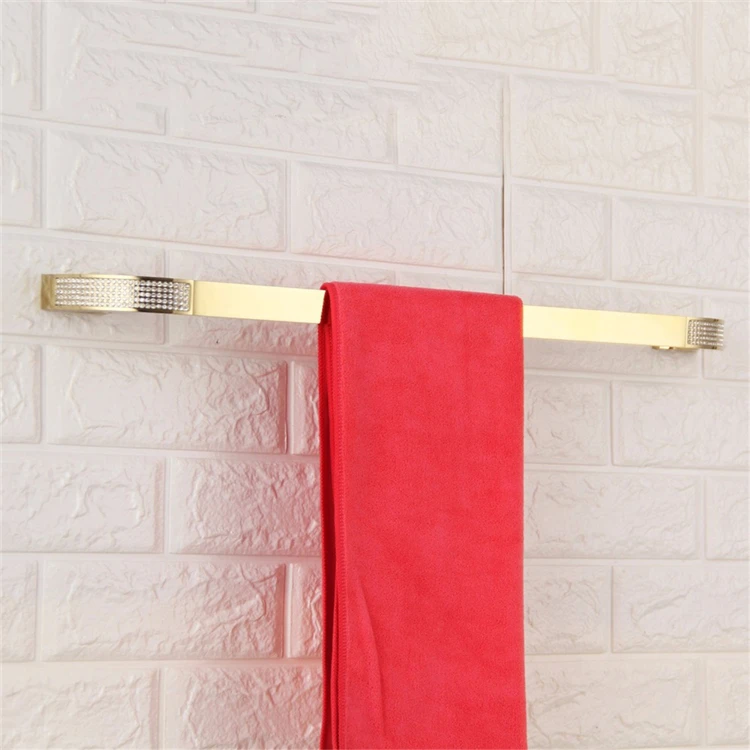 Czech Crystal Brushed Gold Bathroom Hardware Set Robe Hook Towel Rail Brass Bathroom Accessories