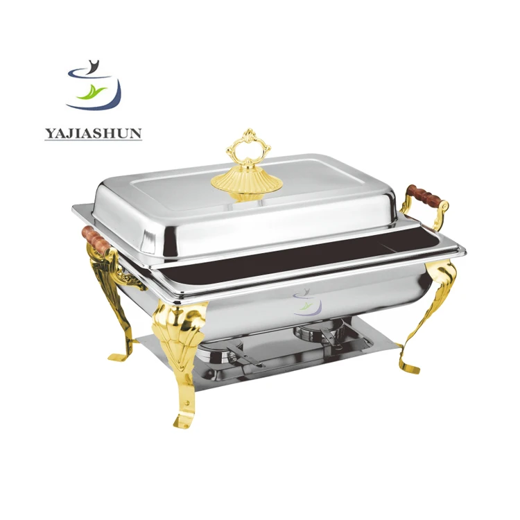 High Quality Gold Kuwait Chafing Serving Dish Buffet 9L Stainless Steel Commercial Equipment Metal Buffet Stove