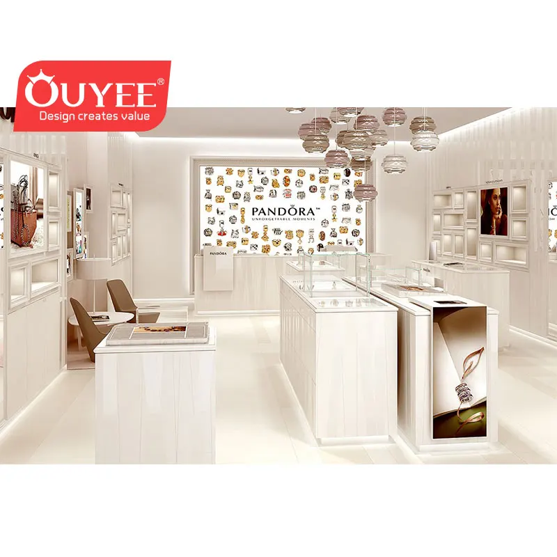Modern Luxury Pandora Jewellery Wall Retail Store Furniture Glass Counter Locking Jewelry Display Showcase For Sale