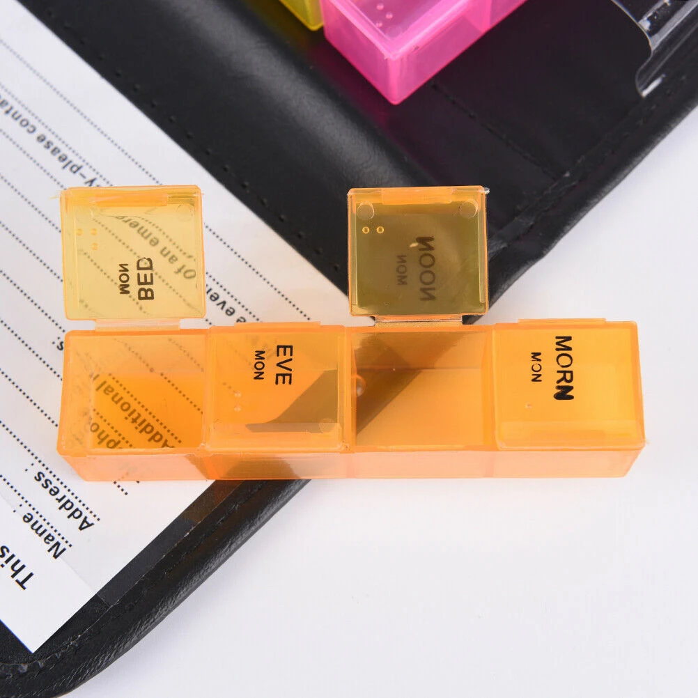 7 Day Faux Leather Pill Medicine Wallet Box Organiser Holder Dispenser Cases Wallet