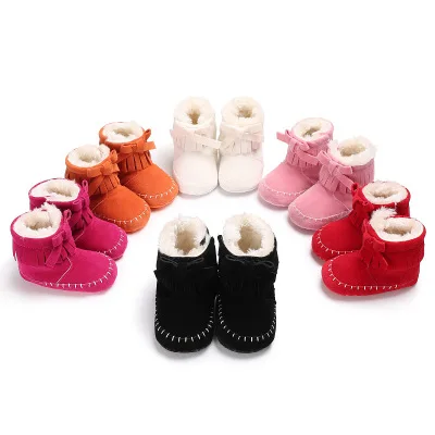 Hao Baby Winter Boy And Girl Tassel Baby Cotton Boots Winter Autumn Soft Bottom Baby Toddler Shoes