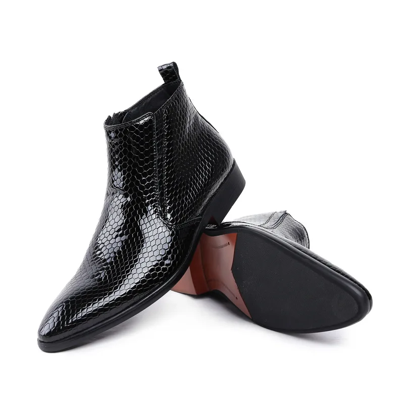 
Мужские кожаные ботинки, высокие ботинки, лаковая кожа. 