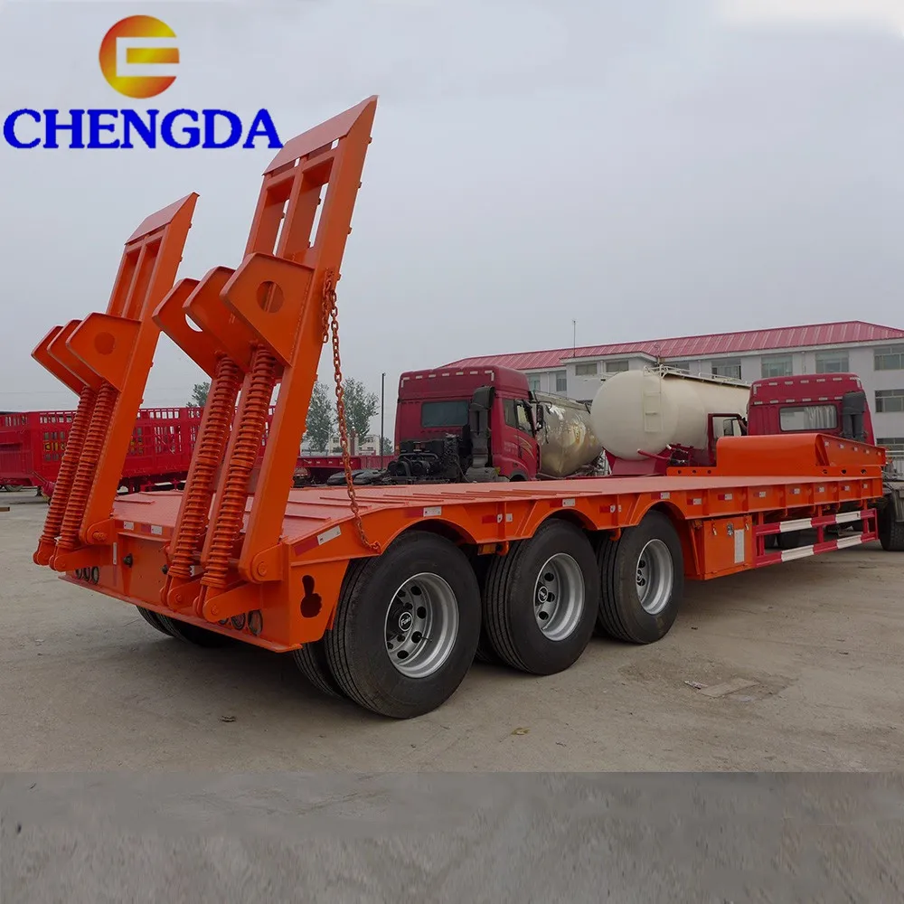 
3 Axle 40T 50T 60T 100T Gooseneck Lowboy Low Bed Semi Trailer Dimensions Lowbed Truck Trailer For Sale 