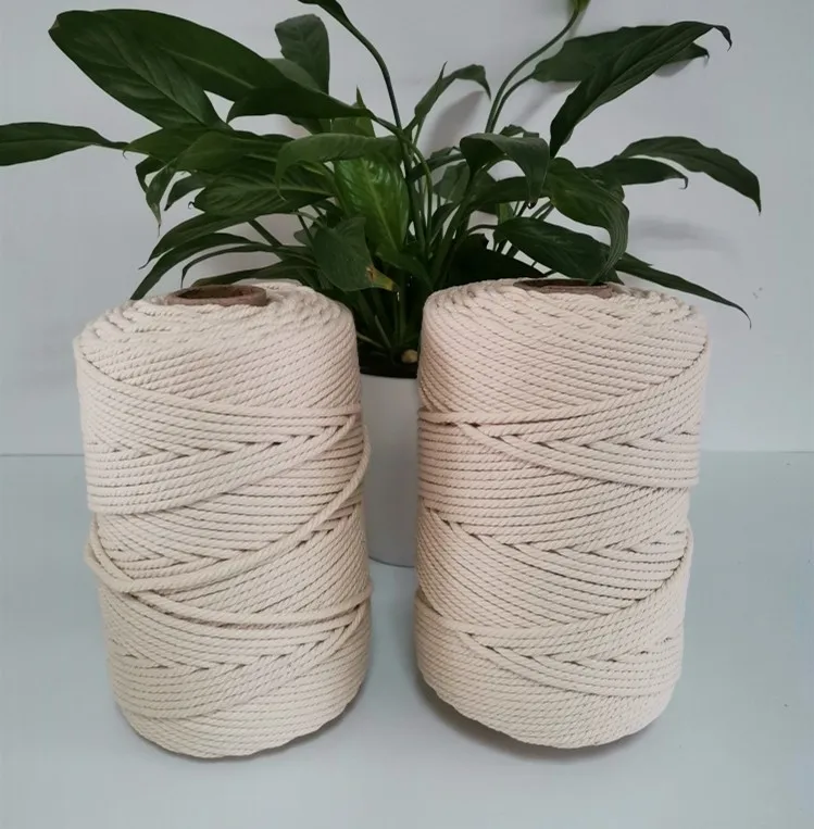 4mm Macrame Cotton Cord, 4 Ply Twisted Macrame Yarn, Natural Cotton Cord Perfect Macrame Supplies