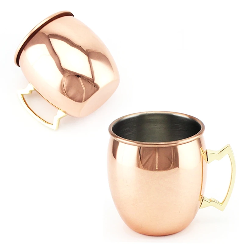 Stainless Steel Moscow Mule Mugs Mirror Polished Copper Cup Large Capacity Cocktail Beer Cup Rose Gold