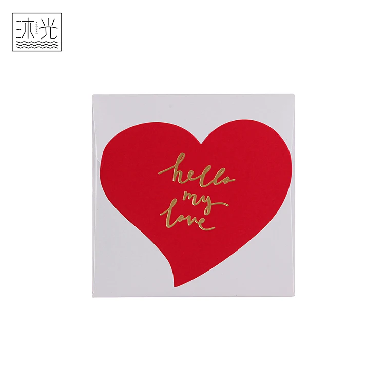
New Types Small Size Gold Foil Valentines Day Gift Love Heart Greeting Cards 