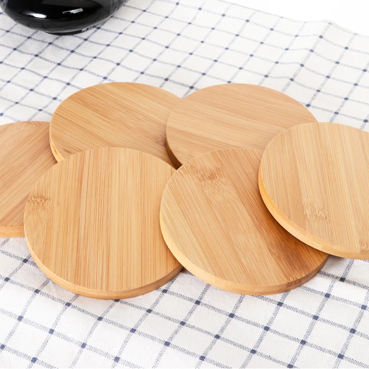 
In Stocked Customized Round Cup Mat Pad Drink Cup Coasters Bamboo Coasters for bar wedding 