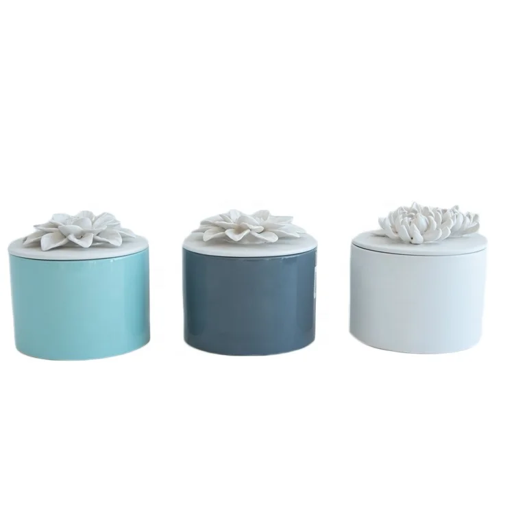 Fancy Home Design Used Unique Ceramic Decorative Wholesale Empty Honey Container with Pink Lids