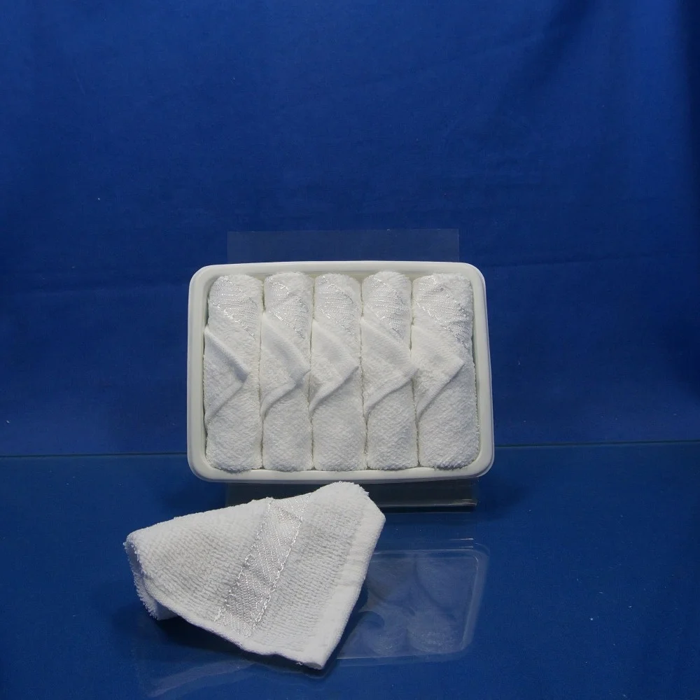 High Quality Cotton white airline refreshing towel for traveling