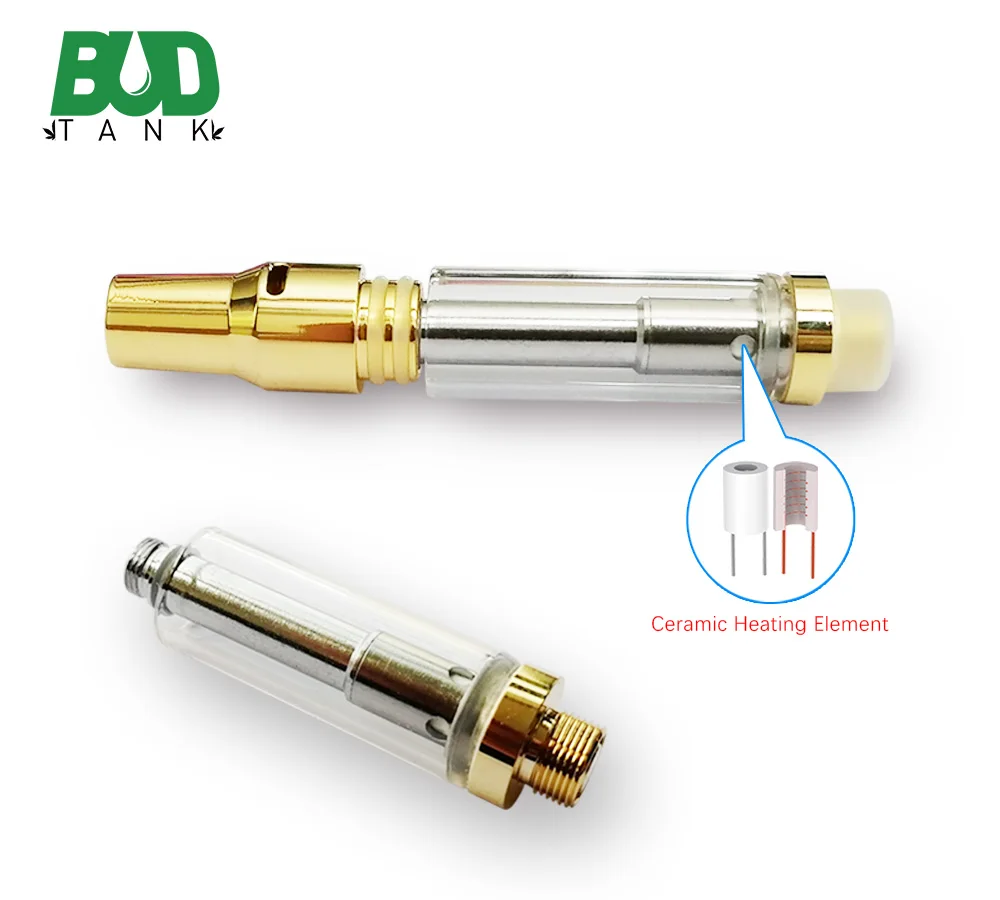 
Golden Cartridge 0.5/1.0ml Oil Tank Vaporizer Pen Refillable Custom Logo CBD Vape Pen Empty Cartridges 