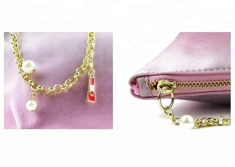 Fashion Decoration Chain Zipper Cosmetic Bag Case for Ladies