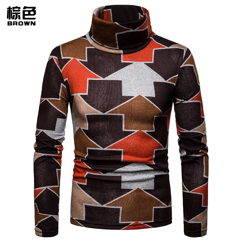 Custom Logo Autumn Winter Warm  High-collar  Men Sweater