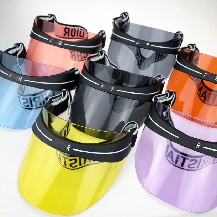 custom quality logo summer headwear transparent PVC plastic sun visor cap hat cap with transparent visor