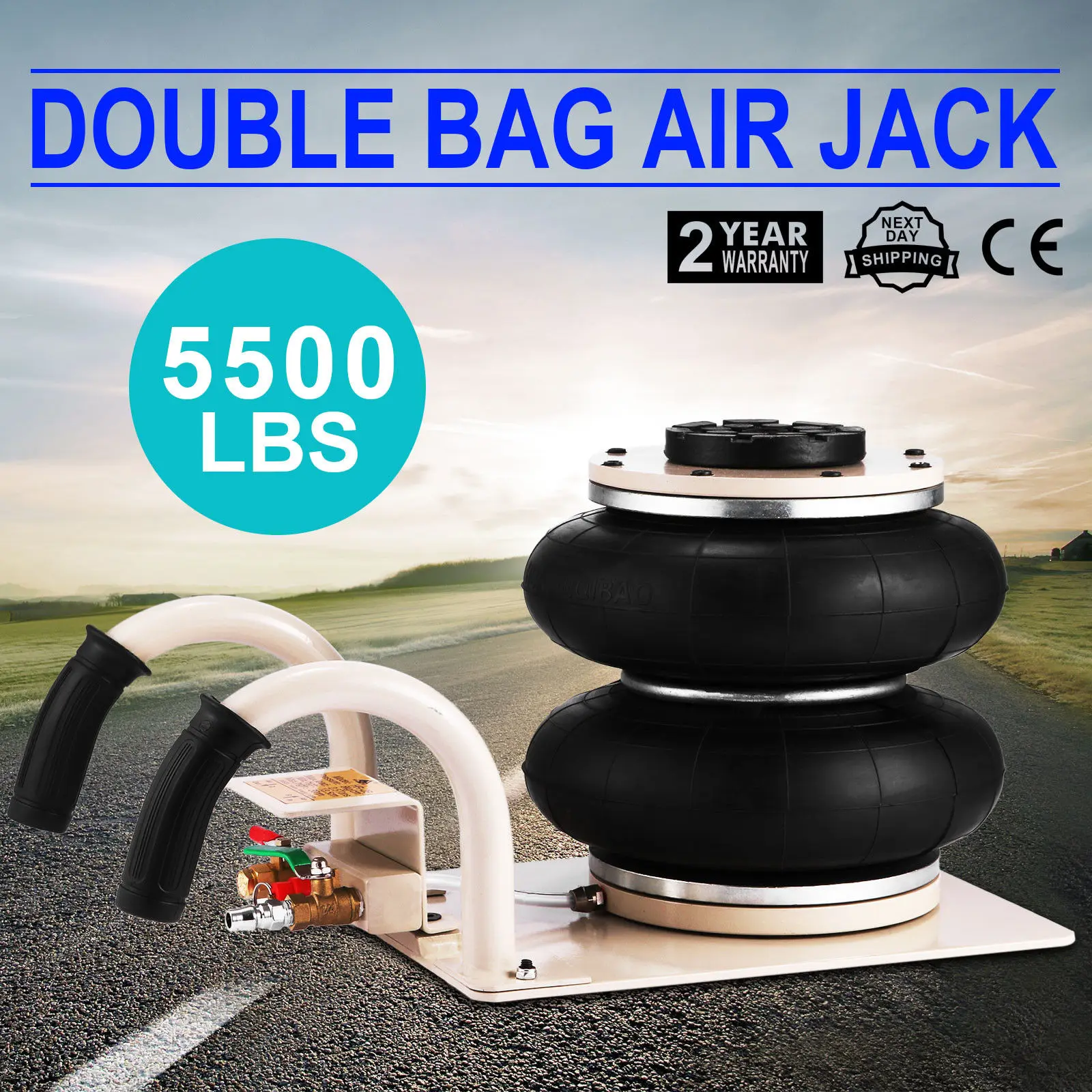 
New High Quality 2.5 Ton Double Bag Air Jack Pneumatic Jack Lifting Adjustable Heavy Duty Vehicle 