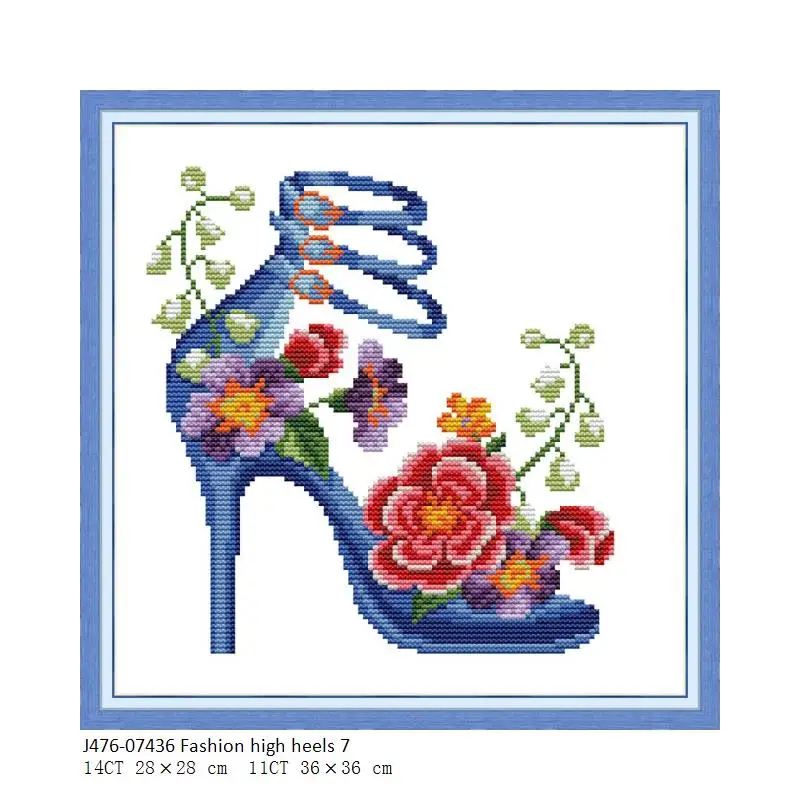 NKF Fashion high heels cross stitch shoes pattern aida cloth cotton dmc thread cross stitch kit