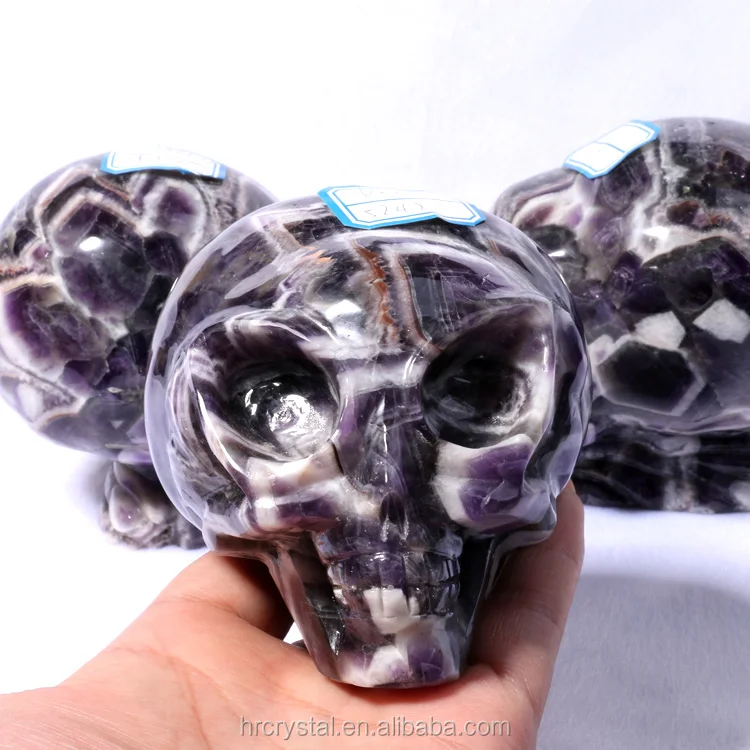 Wholesale Natural Rock Chevron Amethyst Alien Crystal Skulls for Decoration