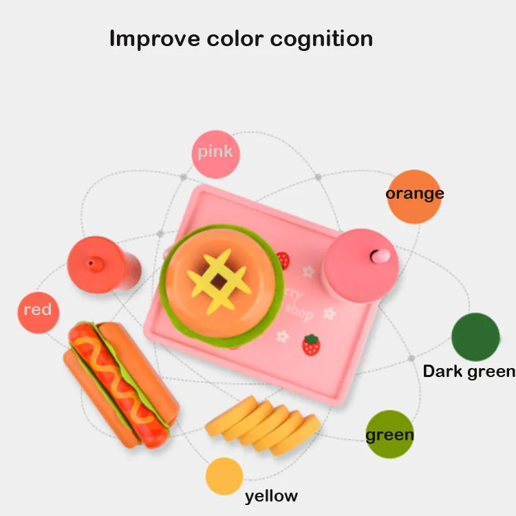 
Wooden Hamburger & Sandwich Set Wooden Simulation Burger Toy Children Pretend Play Food Kitchen Home Toy 