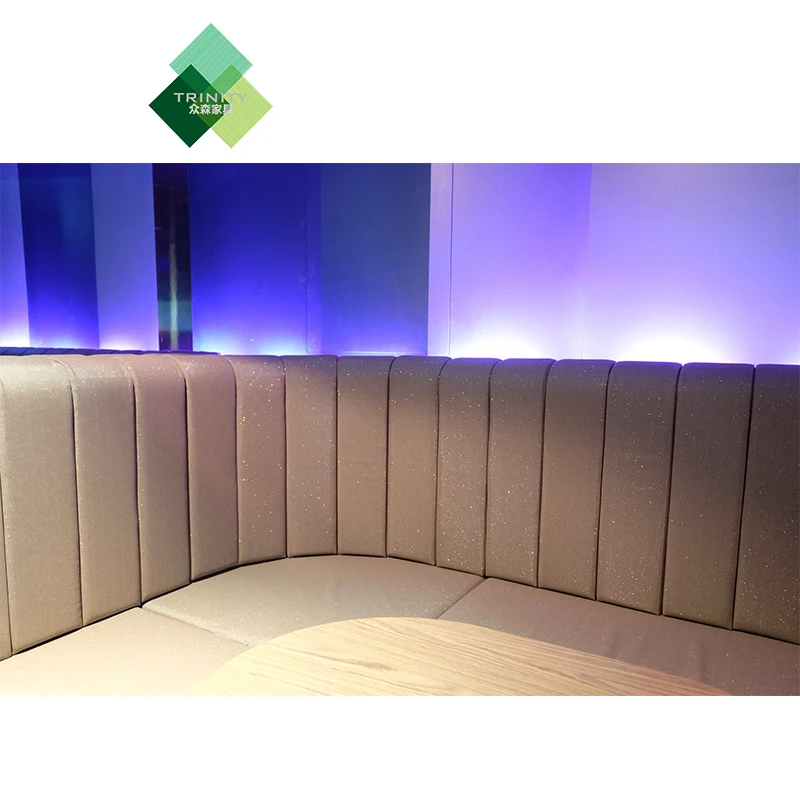 hign end modern fixed white fabric stainless steel booth furniture sofa sets for night club restaurant