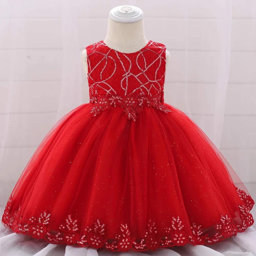 2019 baby dress skirt female baby lace sequin princess dress age full moon wedding dress