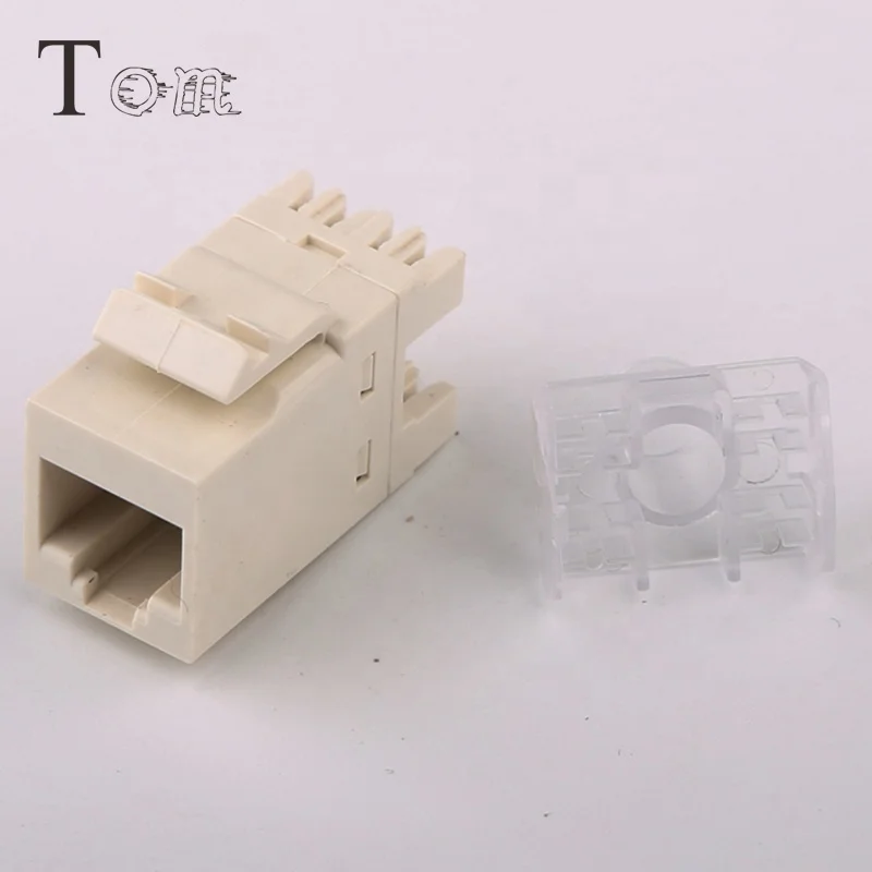 TOM-KJ-5 CAT5E/C6 UTP keystone jack 110IDC type, 180 degree telecom communication White Wall Module Cat6 RJ45 UTP Keystone Jack
