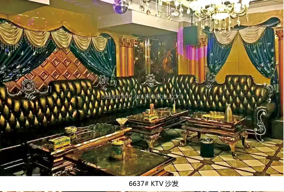 OE-FASHION Customized Luxury New Classic Solid Wood Carving bar Nightclub Sofa Furniture