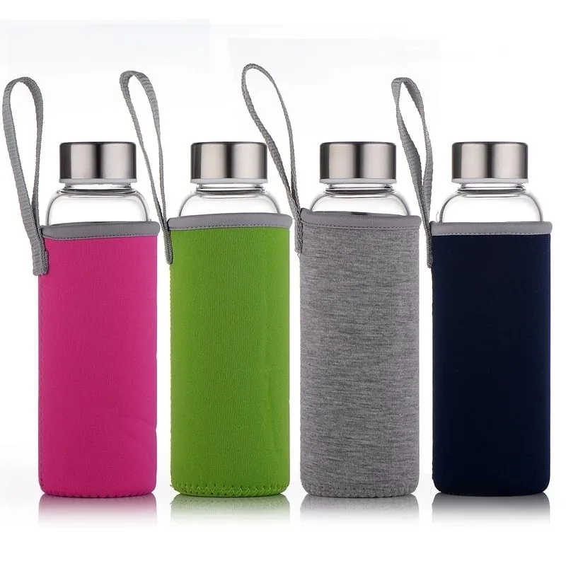 
KC-08602 Heat Resistant Glass water Bottle with Nylon Cloth Cover <span style=