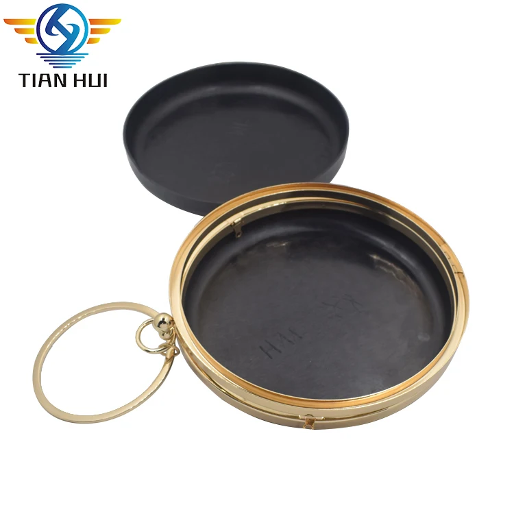 Round shape box clutch frame metal clutch frames with plastic shell cover