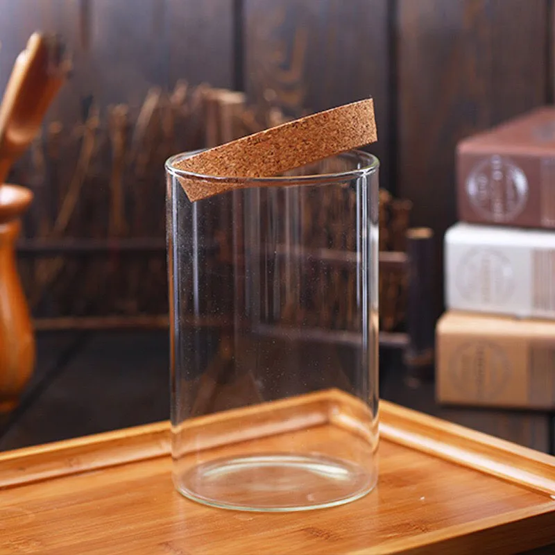 Stackable glass canisters set food storage jar containers with airtight seal cork lid