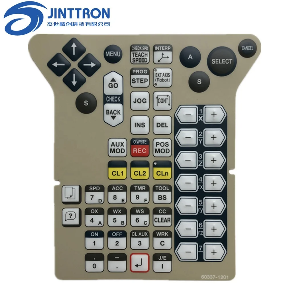 
Embossed blind spot on embossed button overlay label sticker 