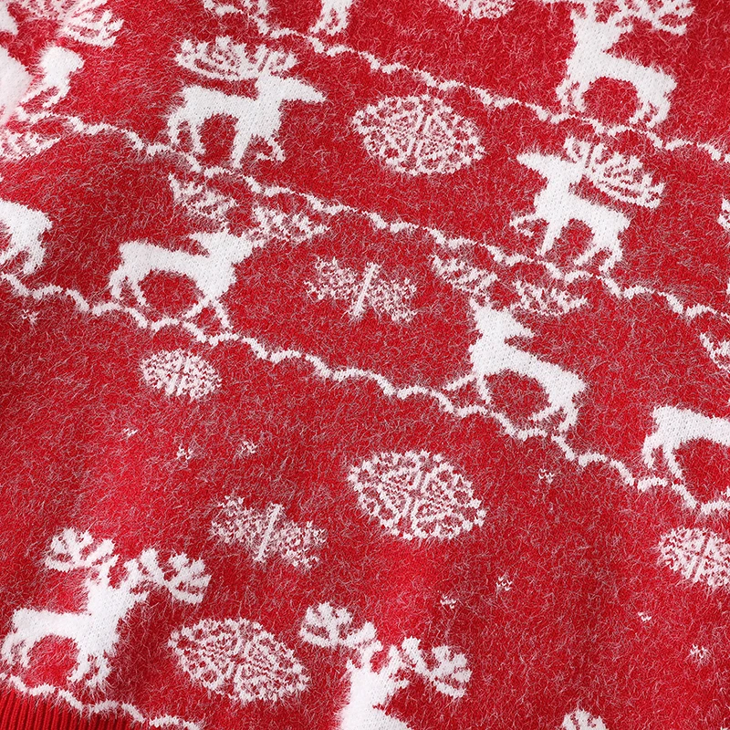 Womens Red Knit Wool Crewneck Holiday Sweater Christmas Unisex Adult Knitted Christmas Ugly Jumper Custom Men Christmas Sweater