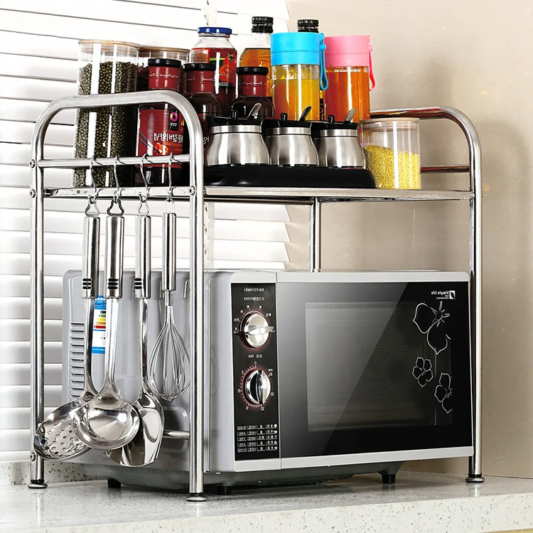 single tier kitchen storage rack microwave shelves