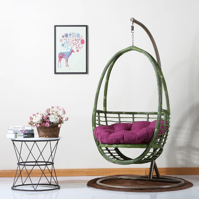 Best selling PE rattan wicker single hanging chair in garden balcony