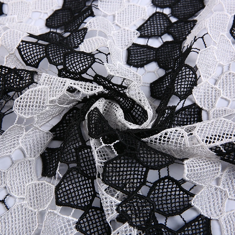 Новейшие водорастворимые химические немецкие кружевные ткани HA-13645 черные и белые производители