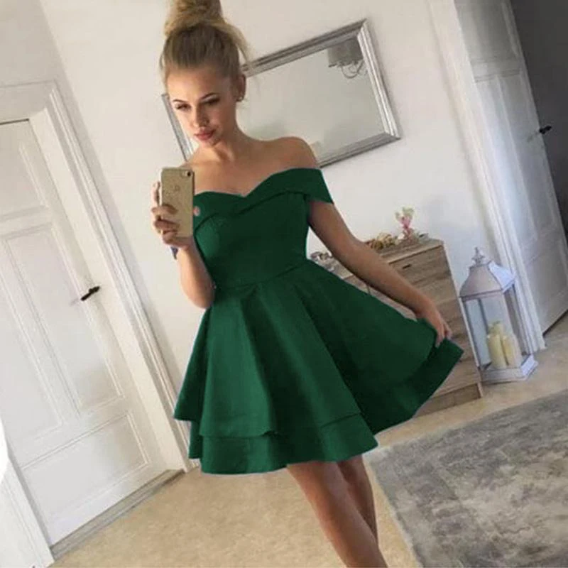 Chaozhou Off Shoulder A-Line Blue Short New Prom Dress