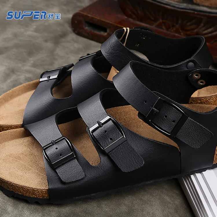 
Fashion Summer Brown Black Flat Pu Sandals Men For Sale <span style=