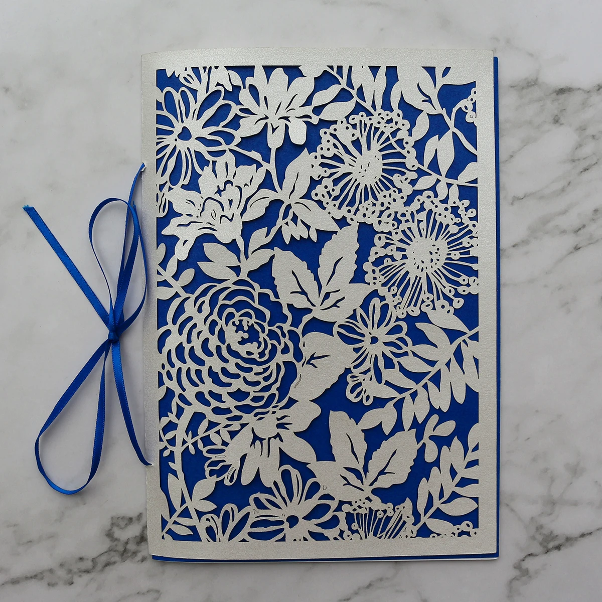 Elegant Wedding Invitation Program Booklet With Laser Cut Cover And Ribbon birthday invitation cards menu cards